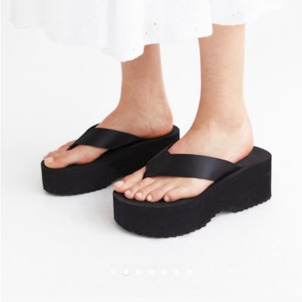 Black Platform Flip Flops Sandals Y2K 9 39